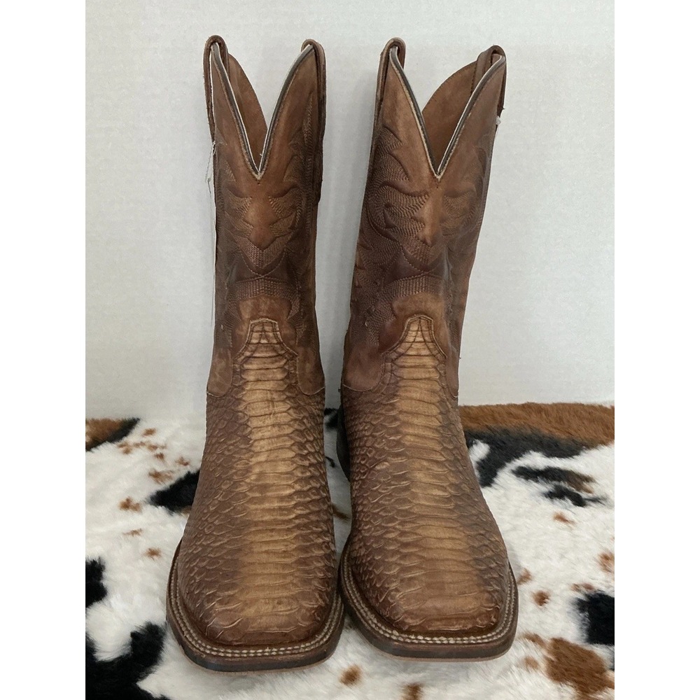 Dan Post Mens KA Python Print Leather Western Boots Brown 10.5 EW
